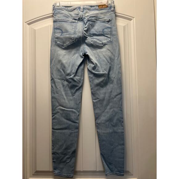 American‎ Eagle Women Next Level Stretch High-Rise Denim Jegging Sz 4 Short Blue - Picture 4 of 7